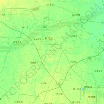 Carte topographique 新河县, altitude, relief