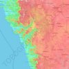 Carte topographique Uttara Kannada, altitude, relief