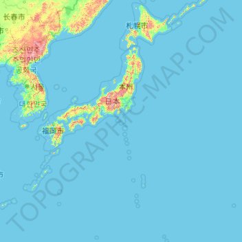 Carte topographique Japan, altitude, relief