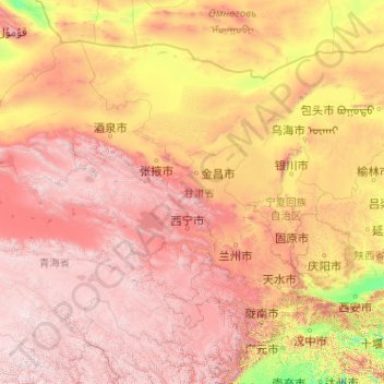 Carte topographique 甘肃省, altitude, relief