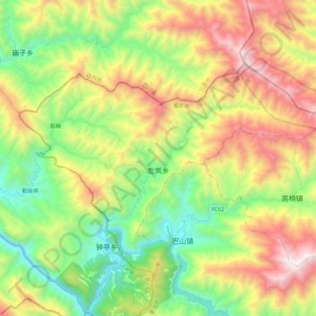 Carte topographique 左岚乡, altitude, relief