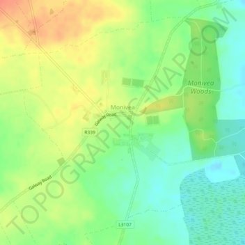 Carte topographique Monivea, altitude, relief