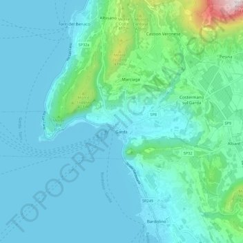 Carte topographique Garda, altitude, relief