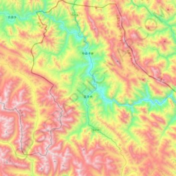 Carte topographique 吉多乡, altitude, relief