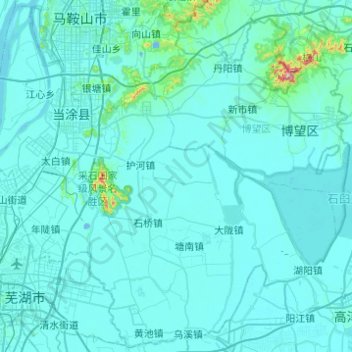 Carte topographique 当涂县, altitude, relief
