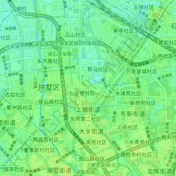 Carte topographique 上塘街道, altitude, relief