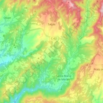 Carte topographique Sagàs, altitude, relief