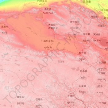 Carte topographique Haixi Mongol and Tibetan Autonomous Prefecture, altitude, relief