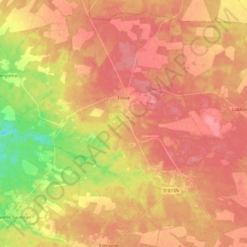 Carte topographique Losse, altitude, relief