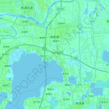 Carte topographique 甪直镇, altitude, relief