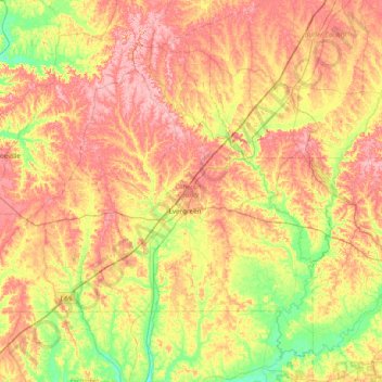 Carte topographique Conecuh County, altitude, relief