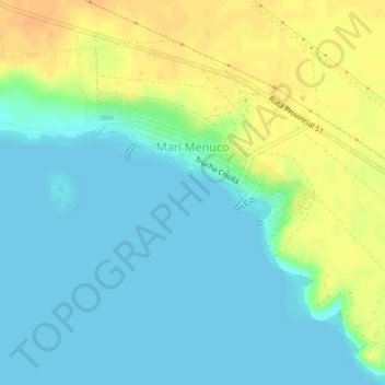 Carte topographique Club Náutico Mari Menuco, altitude, relief