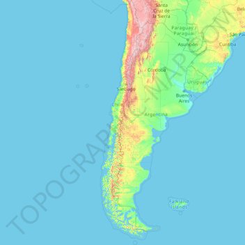 Carte topographique Chile, altitude, relief