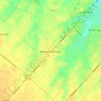 Carte topographique Melchor Romero, altitude, relief
