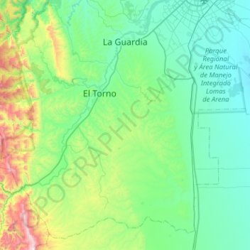 Carte topographique Municipio La Guardia, altitude, relief