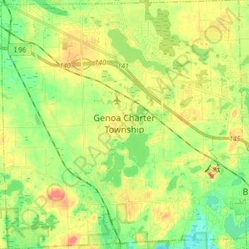 Carte topographique Genoa Charter Township, altitude, relief