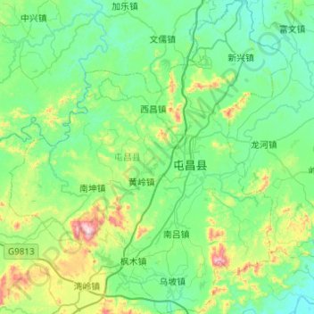 Carte topographique 屯昌县, altitude, relief