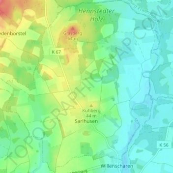 Carte topographique Sarlhusen, altitude, relief
