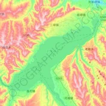 Carte topographique 刘家峡水库, altitude, relief