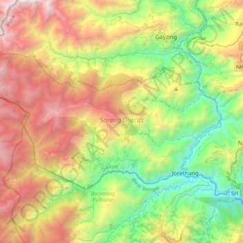 Carte topographique Soreng, altitude, relief