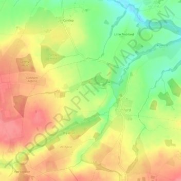 Carte topographique Pitchford, altitude, relief