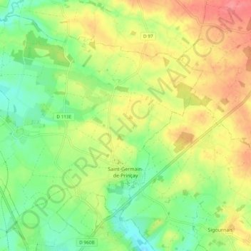 Carte topographique Saint-Germain-de-Prinçay, altitude, relief