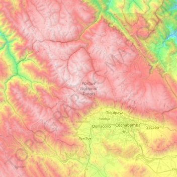 Carte topographique Parque Nacional Tunari, altitude, relief