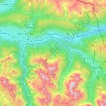 Carte topographique Innichen - San Candido, altitude, relief