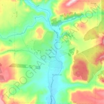 Carte topographique Aluminé, altitude, relief