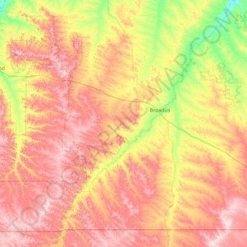 Carte topographique Powder River County, altitude, relief