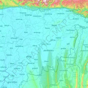 Carte topographique Sylhet, altitude, relief