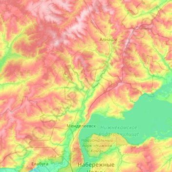 Carte topographique Тойма, altitude, relief