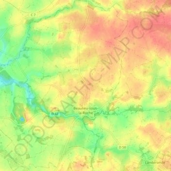 Carte topographique Beaulieu-sous-la-Roche, altitude, relief