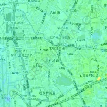 Carte topographique 新泾镇, altitude, relief