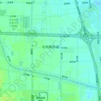 Carte topographique 北林路街道, altitude, relief