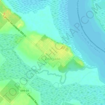 Carte topographique Obligado, altitude, relief