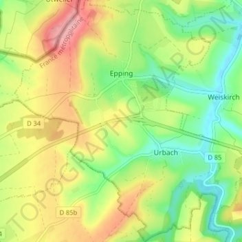 Carte topographique Epping, altitude, relief