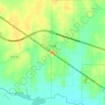 Carte topographique Todd, altitude, relief