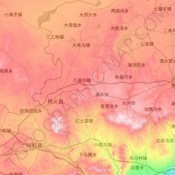 Carte topographique 尚义县, altitude, relief