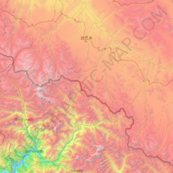 Carte topographique 达巴乡, altitude, relief
