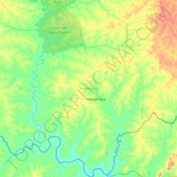 Carte topographique Mangodara, altitude, relief