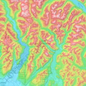 Carte topographique Golden Ears Provincial Park, altitude, relief