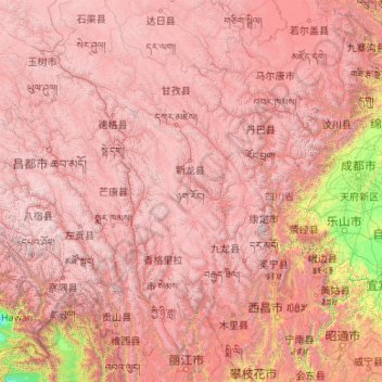 Carte topographique 雅砻江, altitude, relief