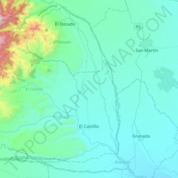 Carte topographique El Castillo, altitude, relief