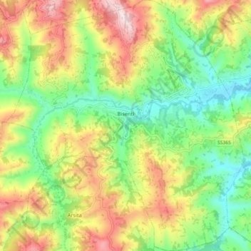 Carte topographique Bisenti, altitude, relief