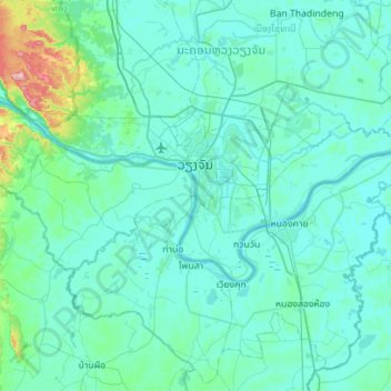 Carte topographique Vientiane, altitude, relief