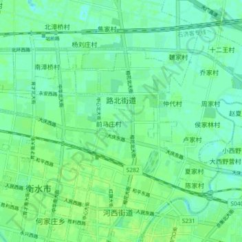 Carte topographique 路北街道, altitude, relief
