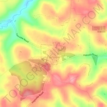 Carte topographique Fairview, altitude, relief