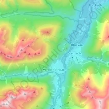 Carte topographique Vorderhornbach, altitude, relief