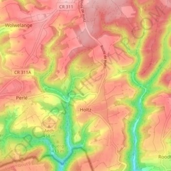 Carte topographique Holtz, altitude, relief